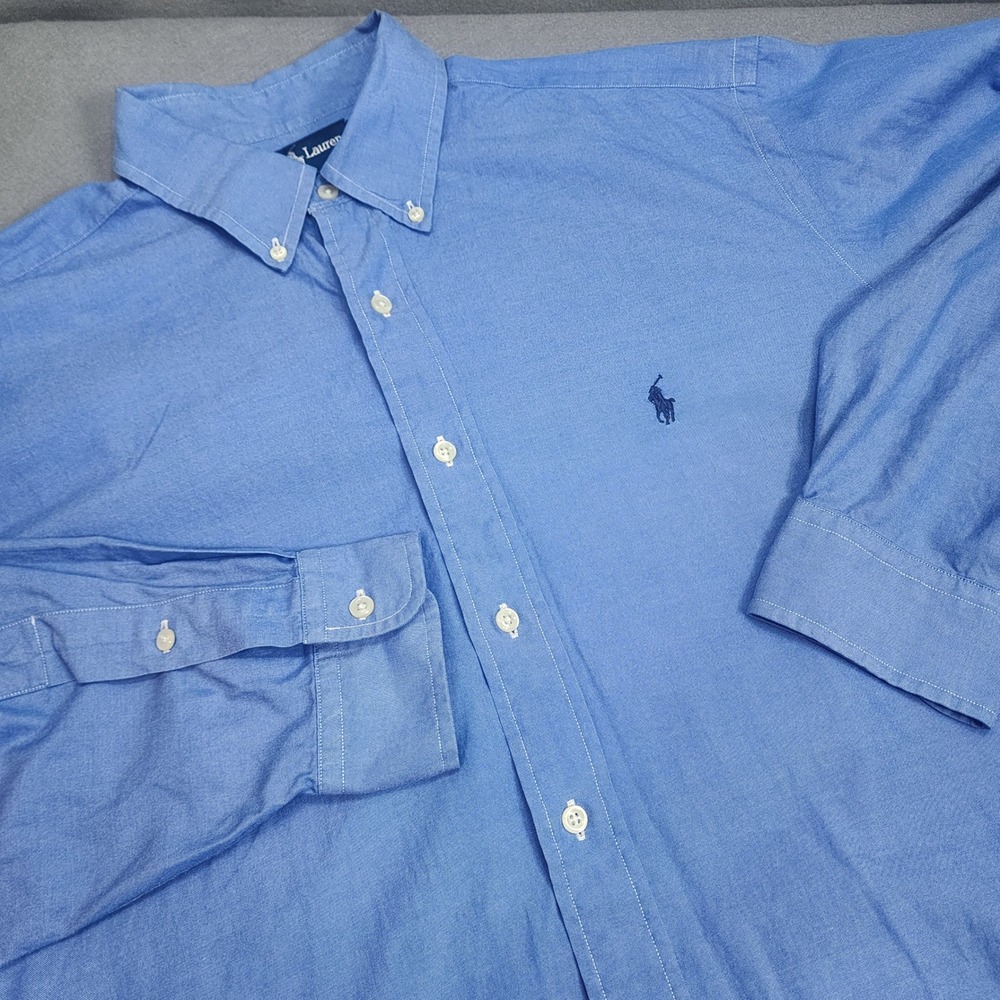 Ralph Lauren Yarmouth Shirt Blue Pinpoint Oxford Button Down Mens 16.5 34